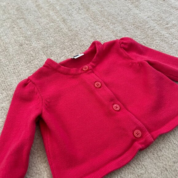 Janie & Jack Baby Girls Pink Cotton Cardigan Sweater 3-6 Months - Picture 3 of 8